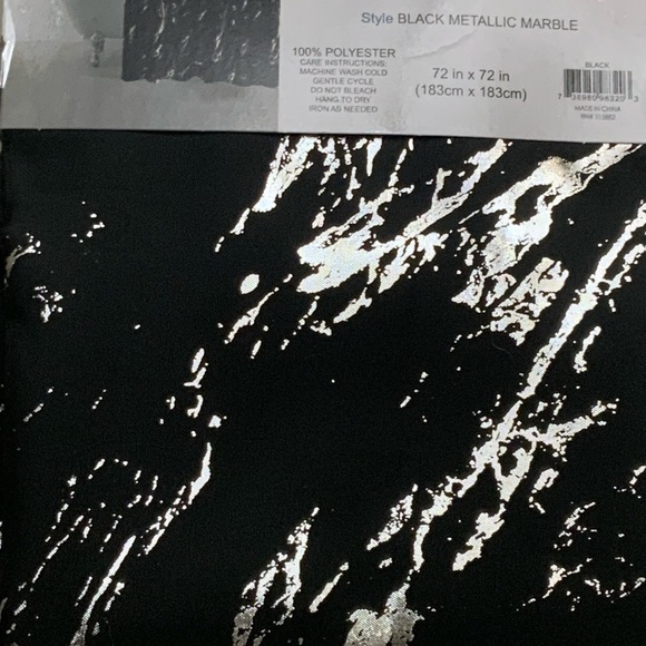 Today’s Living Black Marble Metallic Silver Fabric Shower Curtain  72 in X 72 in - Picture 7 of 16